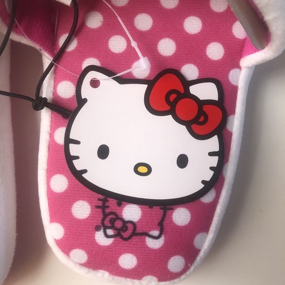 Hello kitty White With Bow Slip On Slippers Medium Size 6-7 - Picture 4 of 8